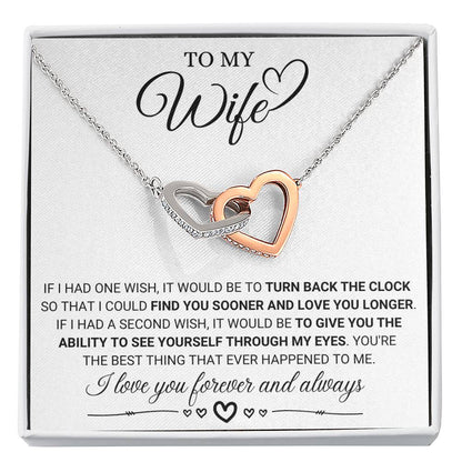 To My Wife Necklace from Husband - Sweet Anniversary Jewelry - Interlocking Hearts Necklace