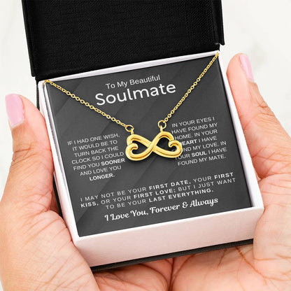 To My Beautiful Soulmate Necklace - Soulmate Gift for Her for Christmas & Everyday Love - Endless Love Necklace