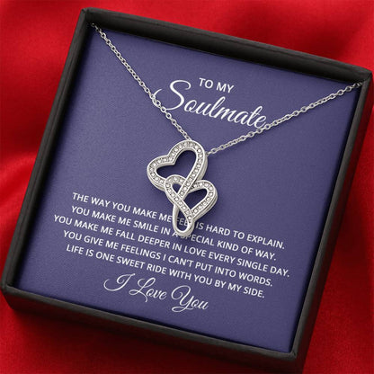 To My Soulmate Necklace - Romantic Necklace Gift for Her for Birthday & More - Heart-to-heart Pendant Necklace