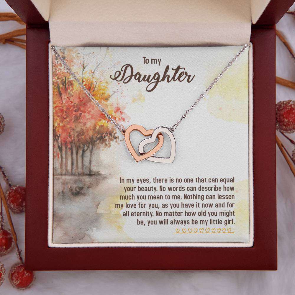 To My Daughter Necklace – Graduation Birthday Gift Idea for Daughter – Interlocking Hearts Necklace