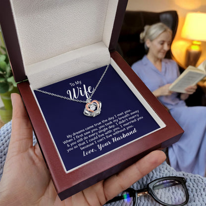 To My Wife Necklace - Surprise Gift from Husband for Birthday, Valentine’s Day & Anniversary - Crown Pendant Necklace