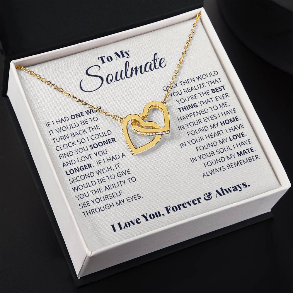 To My Soulmate Necklace - Best Gift for Soulmate for Valentine’s Day & Beyond - Interlocking Hearts Necklace