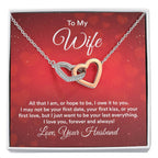 To My Wife Necklace - Beautiful Wife Jewelry Gift for Birthday, Valentine’s Day & Special Romantic Moments - Interlocking Hearts Necklace