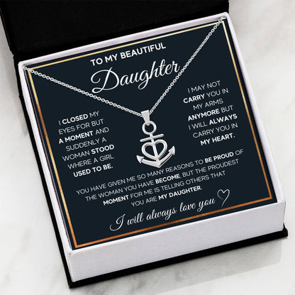 To My Daughter Necklace – Daughter Necklace for Graduation & Birthday Events – Anchor Pendant Necklace