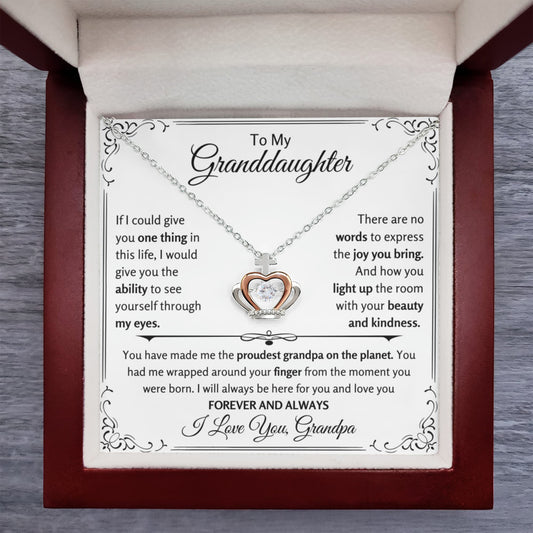 To My Granddaughter Necklace – Birthday & Graduation Gift from Grandpa – Crown Pendant Necklace