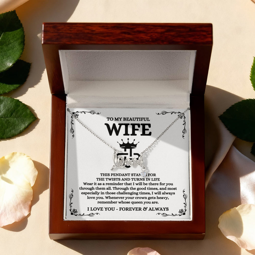 To My Wife Necklace - Romantic Birthday Gift from Husband - Scripted Love Necklace