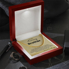 Brother Necklace Gift, Cuban Link Chain with Heartfelt Message, To My Amazing Brother