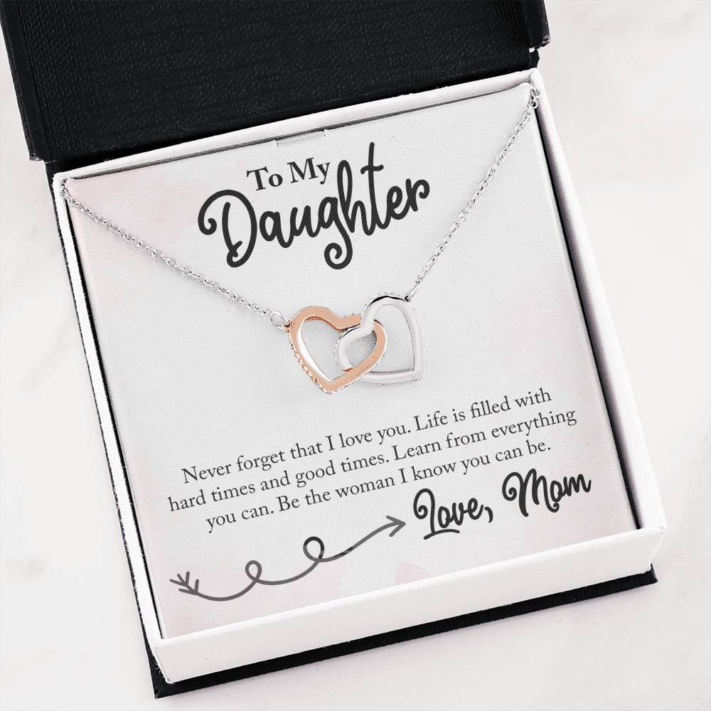 To My Daughter Necklace – Gift for Daughter from Mom – Interlocking Hearts Necklace