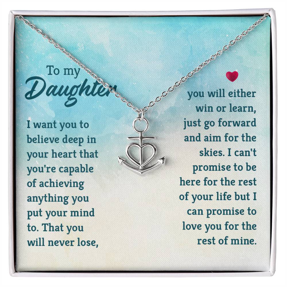 To My Bonus Daughter - Anchor Pendant Necklace for Birthday, Graduation and Christmas