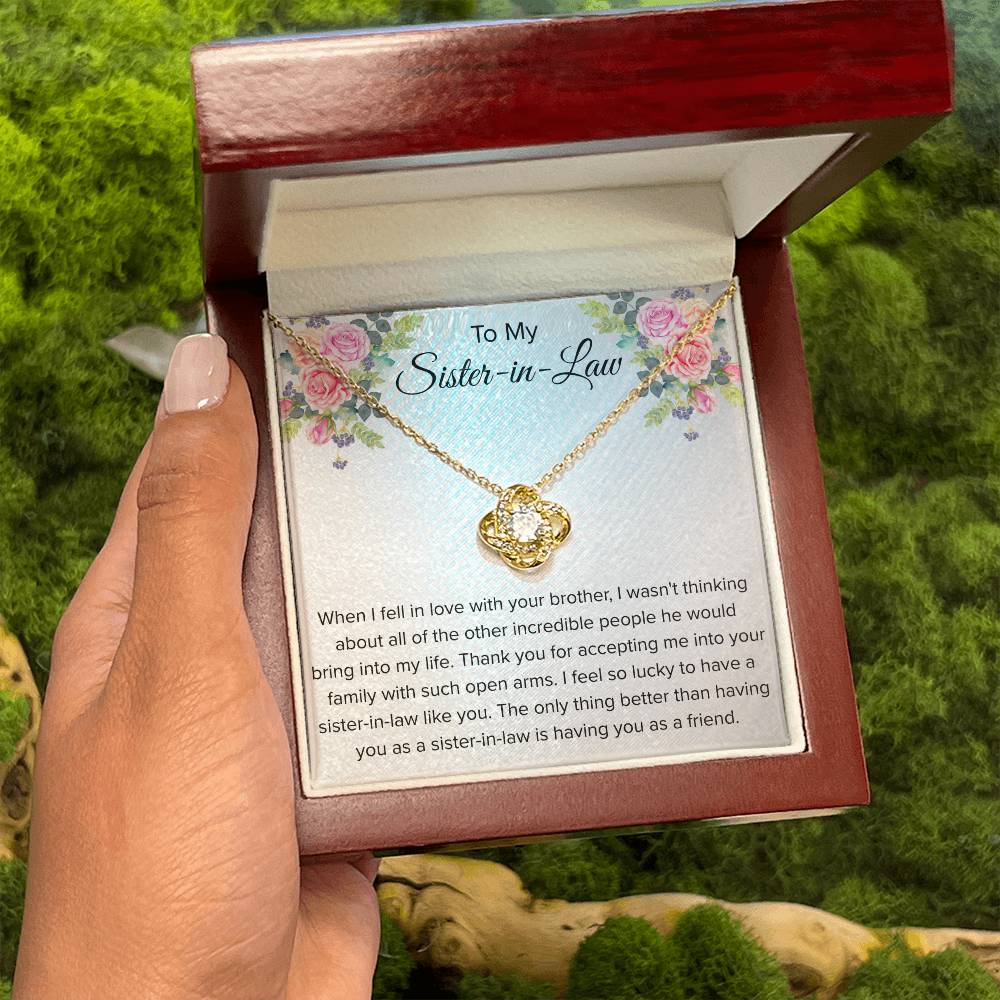To My Sister In Law Necklace - Gift for Bonus Sister - Love Knot Necklace