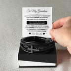To My Grandson – Christmas, Birthday Gift from Grandma – Men's Cross Bracelet
