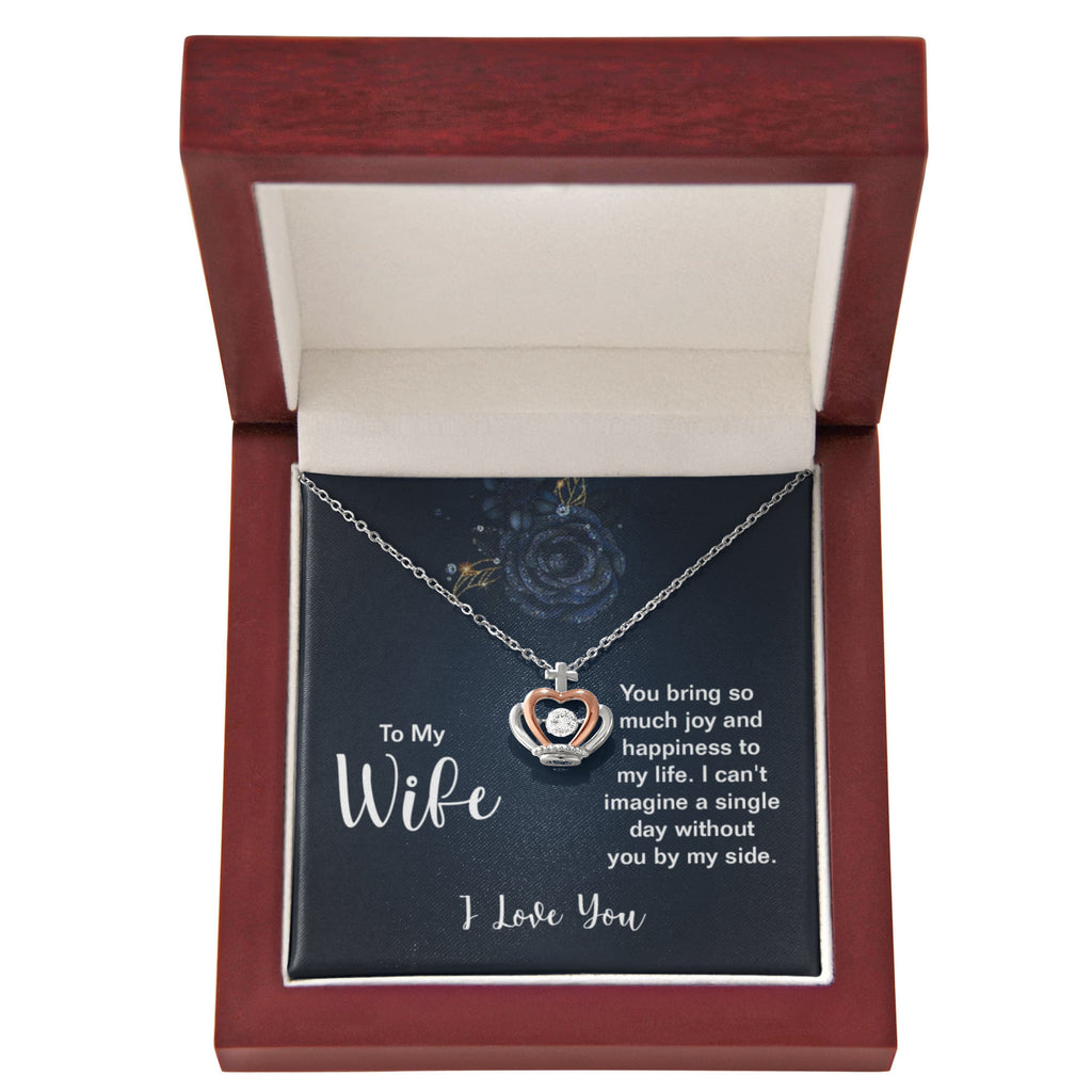 To My Wife Necklace - Birthday Gift from Husband Jewelry - Crown Pendant Necklace
