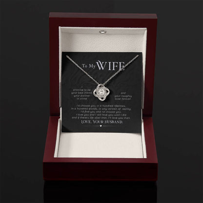 Best Gift for Wife from Husband - Emotional Love Jewelry for Birthday, Valentine’s Day, Anniversary & Christmas - Love Knot Necklace