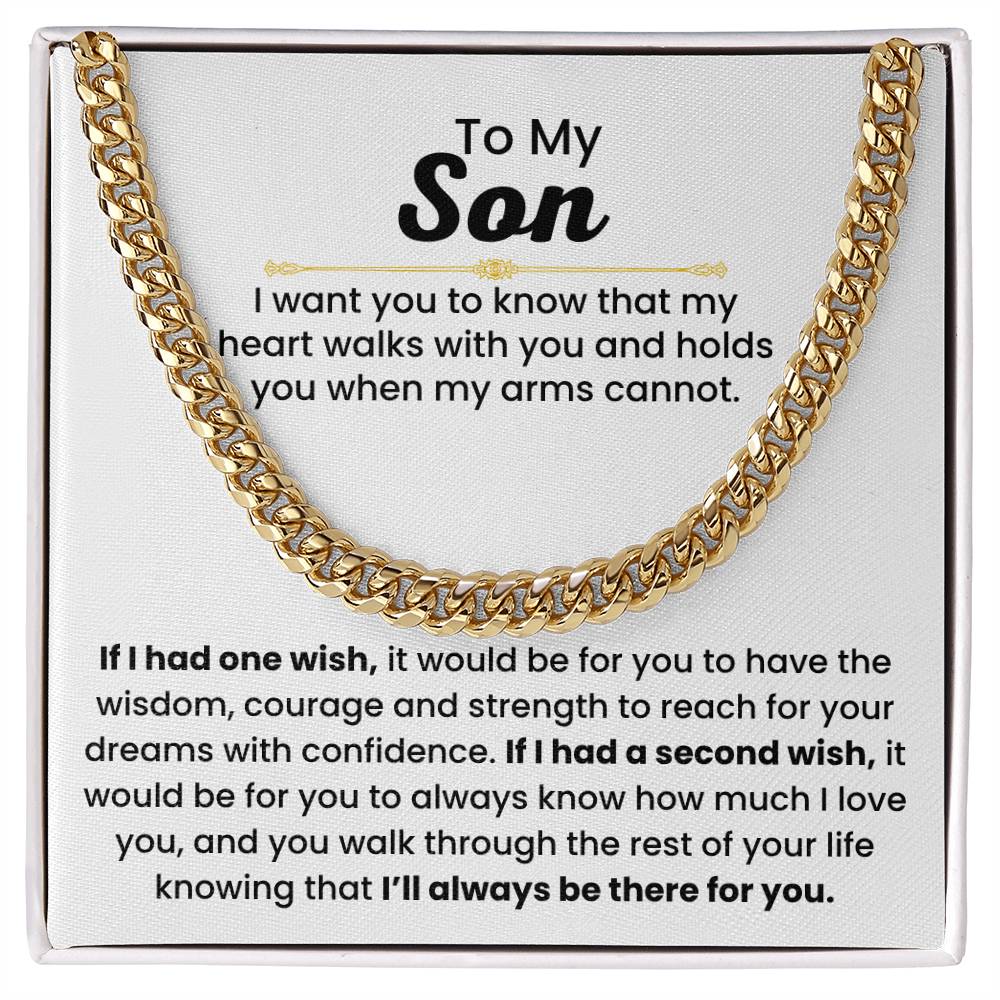 To My Son - If I had one wish - Cuban Link Chain - Gift for Son