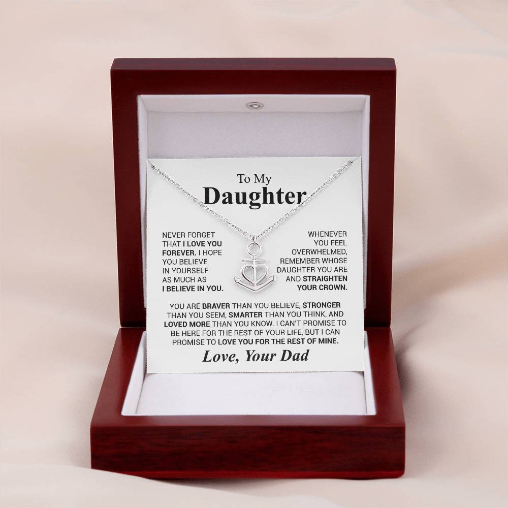 To My Daughter Necklace - Sentimental Surprise Gift from Dad - Anchor Pendant Necklace