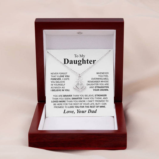 To My Daughter Necklace - Sentimental Surprise Gift from Dad - Anchor Pendant Necklace