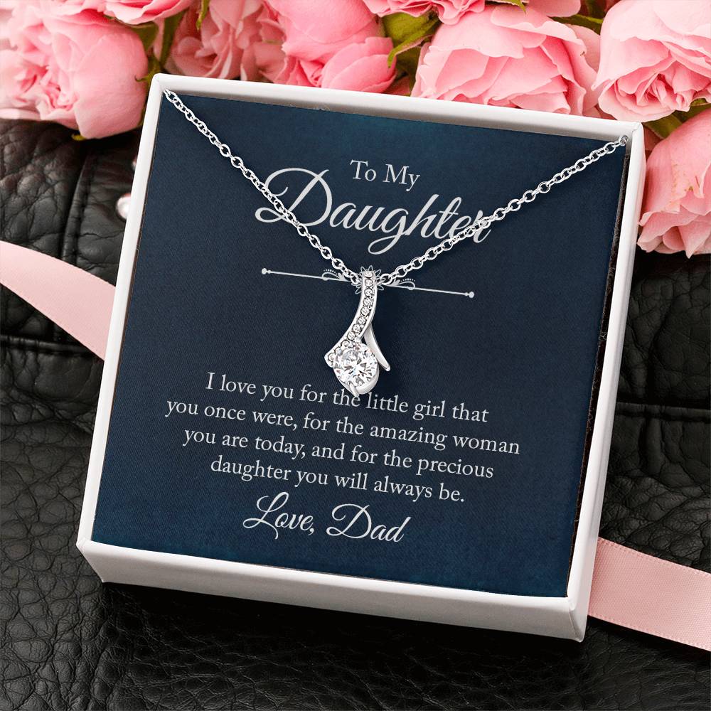 To My Daughter Necklace – Dad to Daughter Birthday Jewelry – Alluring Beauty Necklace