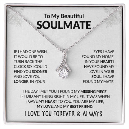To My Beautiful Soulmate Necklace - Jewelry Gift for Her for Celebrating Romantic Moments - Alluring Beauty Necklace