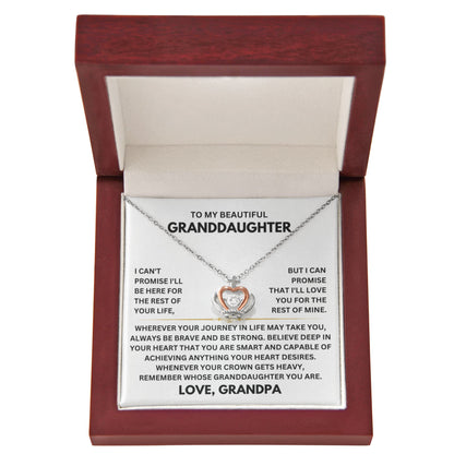 To My Granddaughter Necklace – Holiday Gift for Granddaughter Graduation from Grandpa – Crown Pendant Necklace