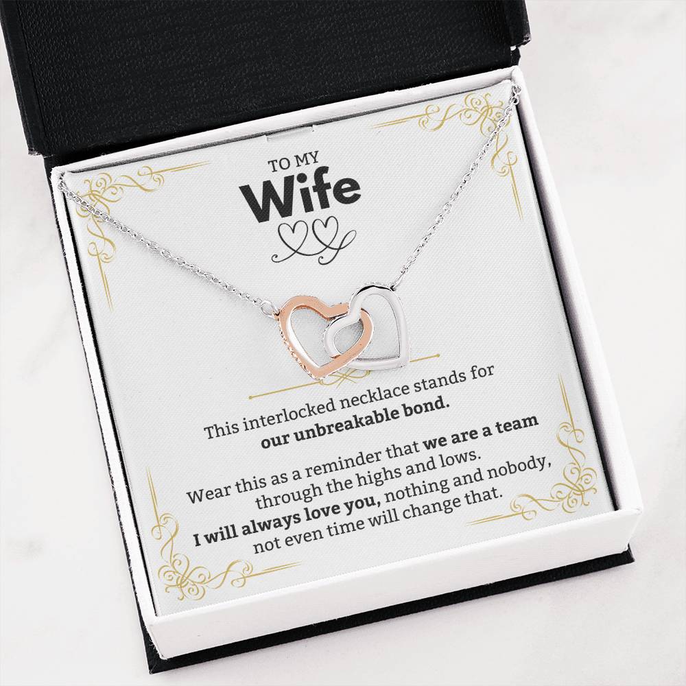 To My Wife Necklace - Anniversary Gift for Her - Birthday Christmas Gifts for Wife - Gifts for Soulmate - Gifts for Her - Interlocking Hearts Necklace