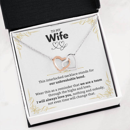 To My Wife Necklace - Anniversary Gift for Her - Birthday Christmas Gifts for Wife - Gifts for Soulmate - Gifts for Her - Interlocking Hearts Necklace