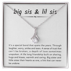 Sister Heart Necklace, Loving Gift For Big Sis & Lil Sis, Sparkling Jewelry, Special Present For Sister Bond