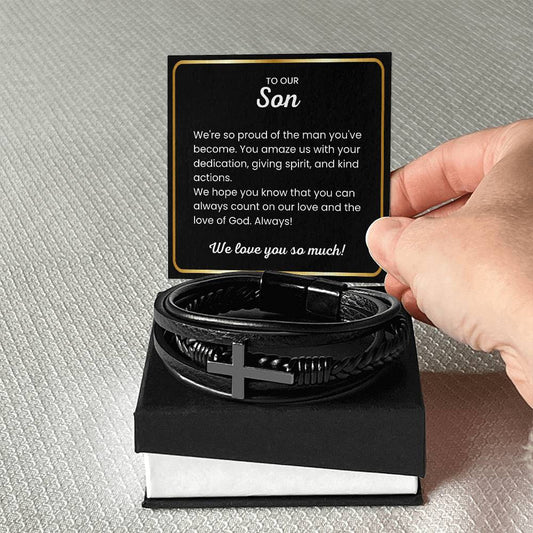 To Our Son Bracelet – Birthday, Graduation, Christmas Gift from Parents – Men’s Cross Bracelet