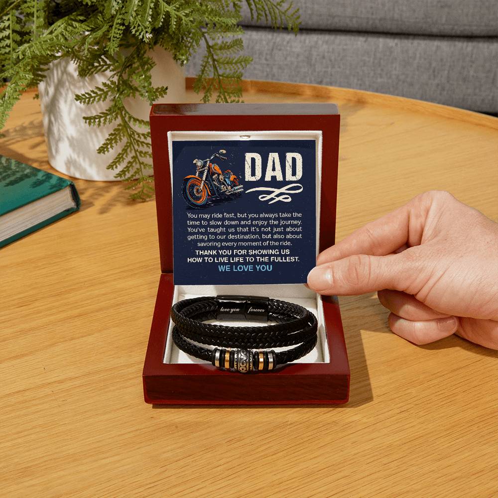 Gift for Dad from Kids - #1 Biker Dad - Love You Forever Bracelet