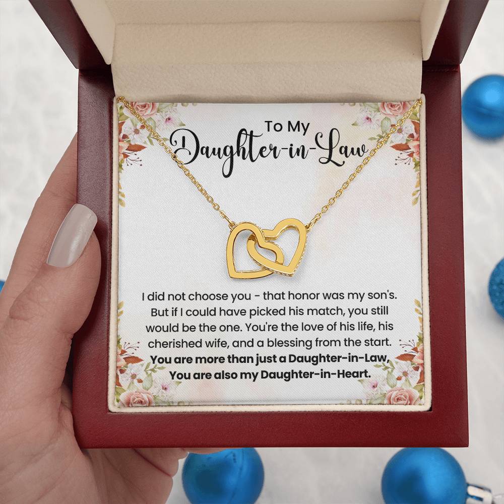 To My Daughter In Law - Interlocking Hearts Necklace - Gift for Bonus Daughter