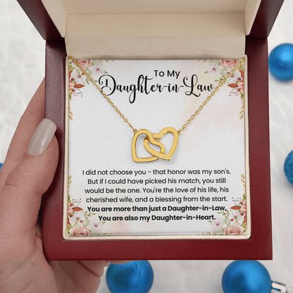 To My Daughter In Law - Interlocking Hearts Necklace - Gift for Bonus Daughter