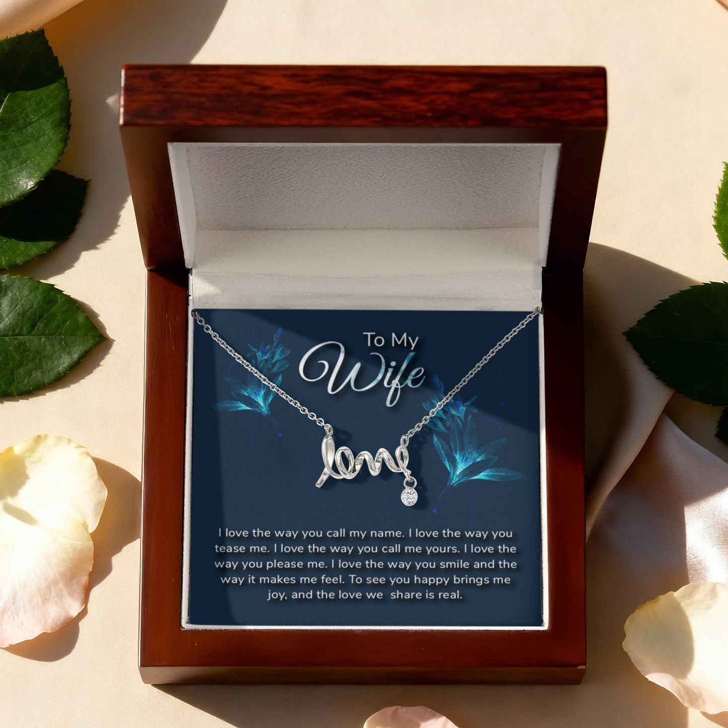 Just Because Gift for Wife - Romantic Jewelry from Husband - Scripted Love Necklace