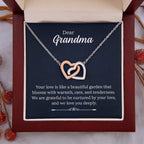 Dear Grandma - Your love is like a beautiful garden - Grandma Gift - Interlocking Hearts Necklace