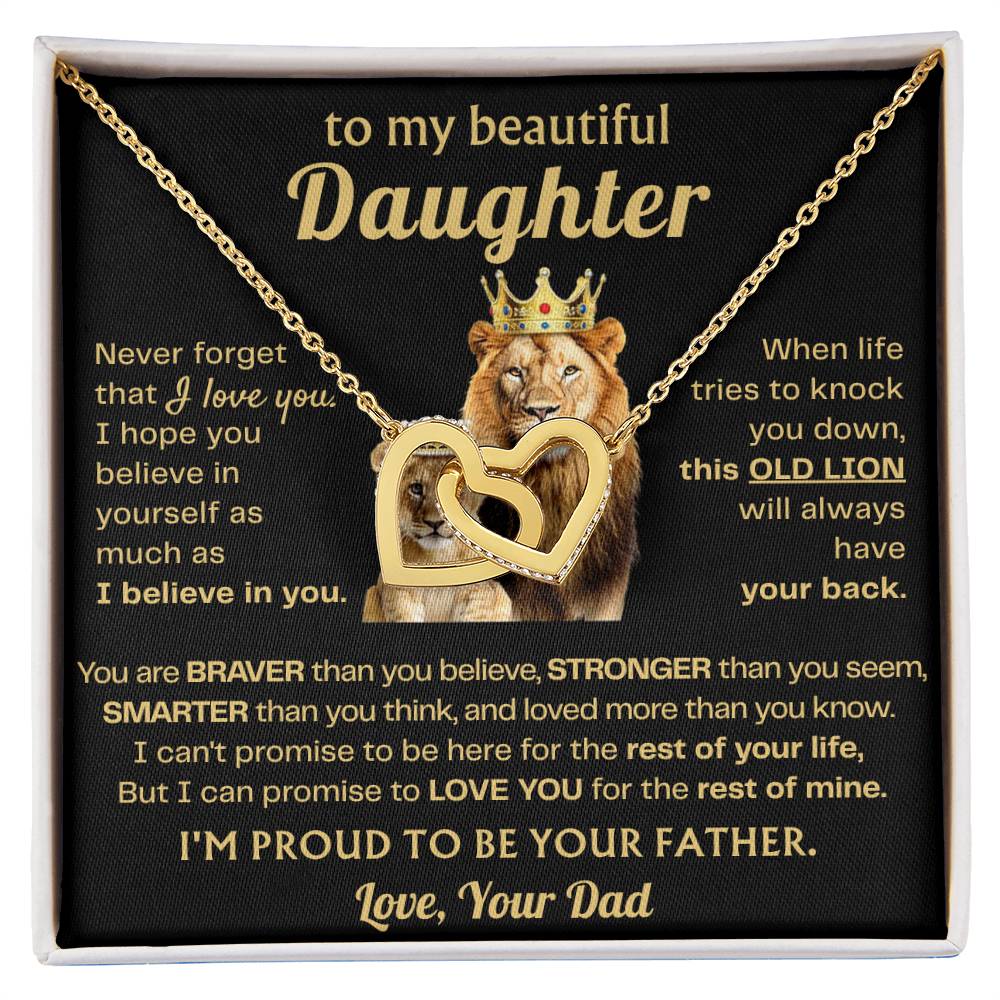 To My Daughter Necklace - Sentimental Surprise Gift from Dad - Interlocking Hearts Necklace