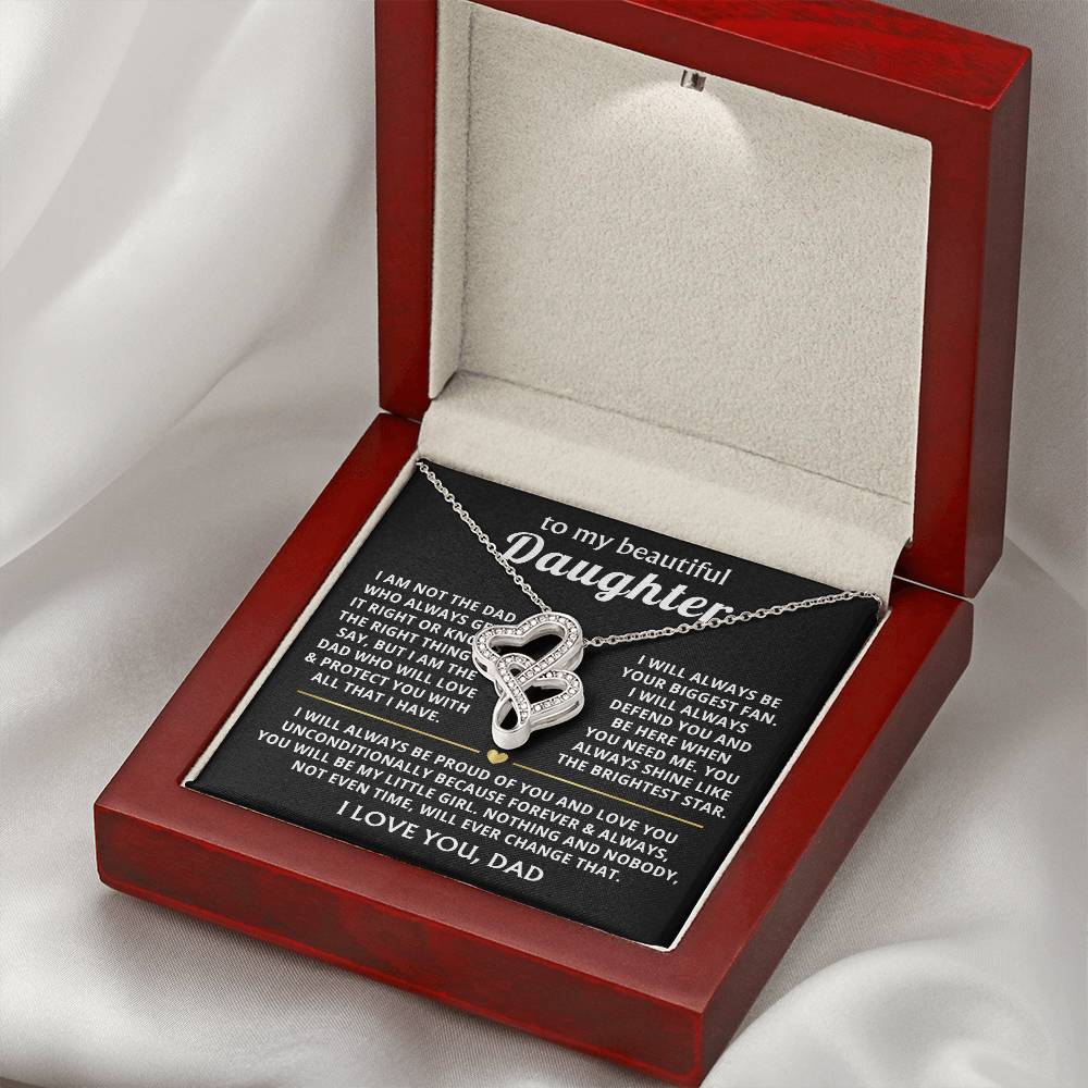 To My Daughter Necklace - Beautiful Daughter Jewelry for Birthday & Proud Dad Moments - Heart-to-heart Pendant Necklace