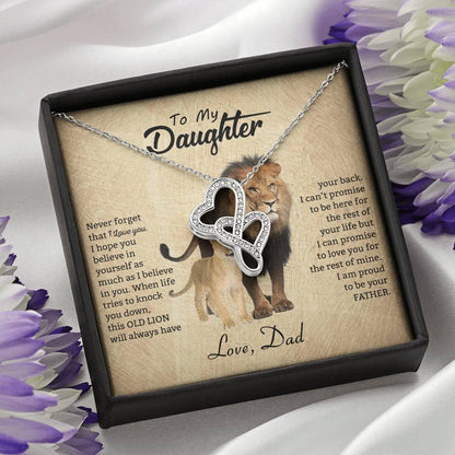To My Daughter Necklace - Father to Daughter Gift for Graduation, Birthday & Big Life Moments - Heart-to-heart Pendant Necklace
