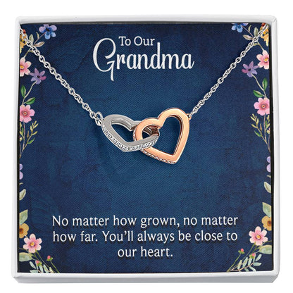 To Our Grandma - You will always be close to our heart - Gift for Grandmother - Interlocking Hearts Necklace