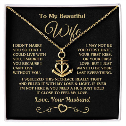 Gift for Wife - Emotional Jewelry from Husband for Anniversary, Birthday, Valentine’s Day & Holidays - Anchor Pendant Necklace