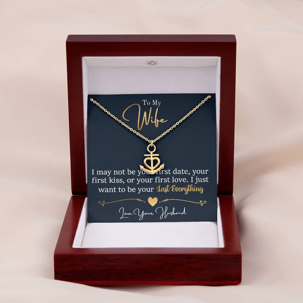 Romantic Gift for Wife from Husband - Meaningful Jewelry for Birthday, Anniversary, Christmas & Valentine’s Day - Anchor Pendant Necklace