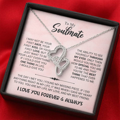 To My Soulmate Necklace - Romantic Gift for Valentine’s Day & Relationship Milestones - Heart-to-heart Pendant Necklace