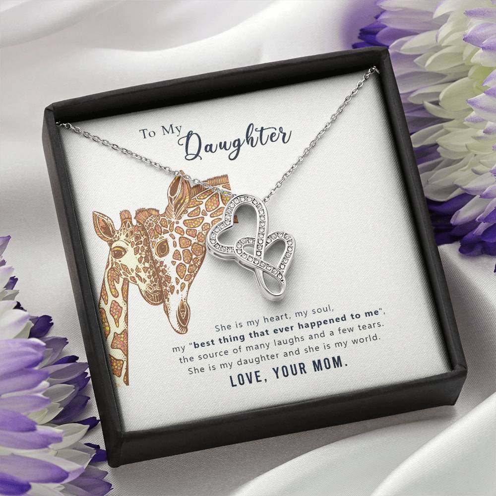 To My Daughter Necklace – Gift for Daughter from Mom – Heart-to-heart Pendant Necklace