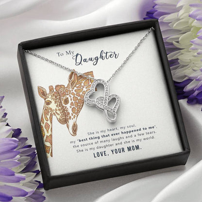 To My Daughter Necklace – Gift for Daughter from Mom – Heart-to-heart Pendant Necklace