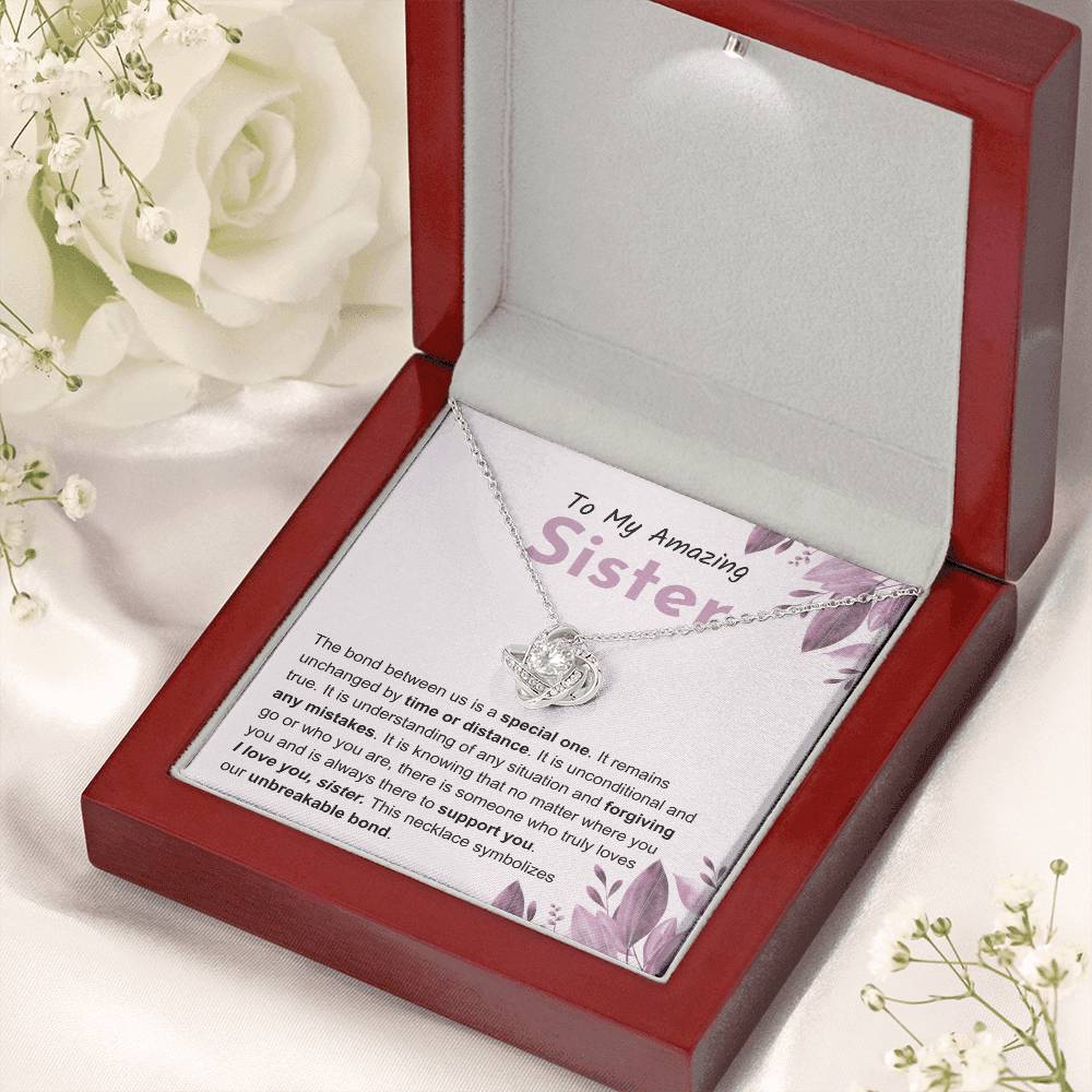 Sentimental Gift for Sister - The bond between us is a special one - Love Knot Necklace
