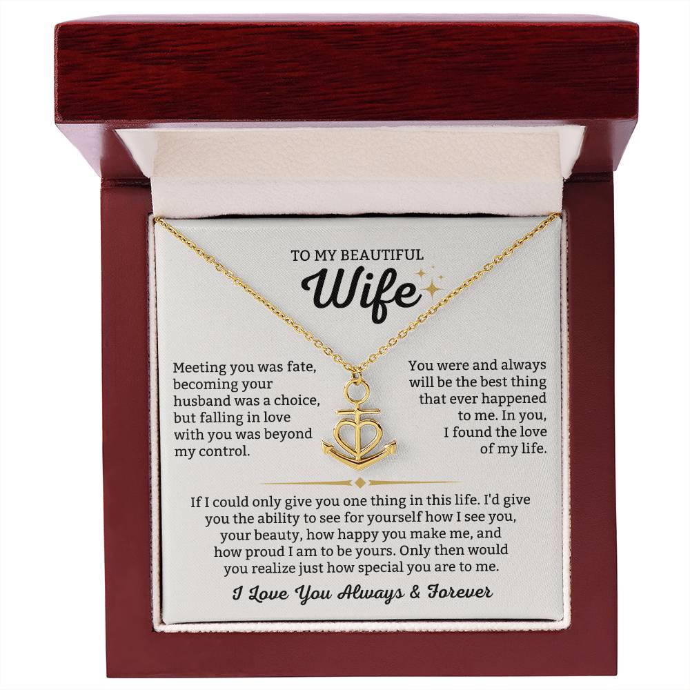 To My Wife Necklace - Sentimental Jewelry Gift from Husband for Birthday, Anniversary & Valentine’s Day - Anchor Pendant Necklace