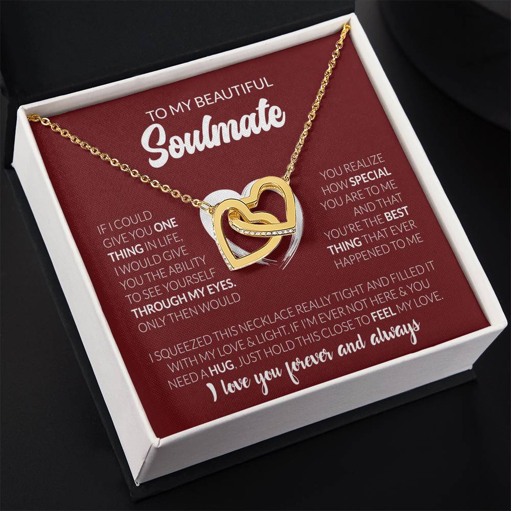 To My Beautiful Soulmate Necklace - Soulmate Gift for Her for Holiday Celebrations & Romance - Interlocking Hearts Necklace