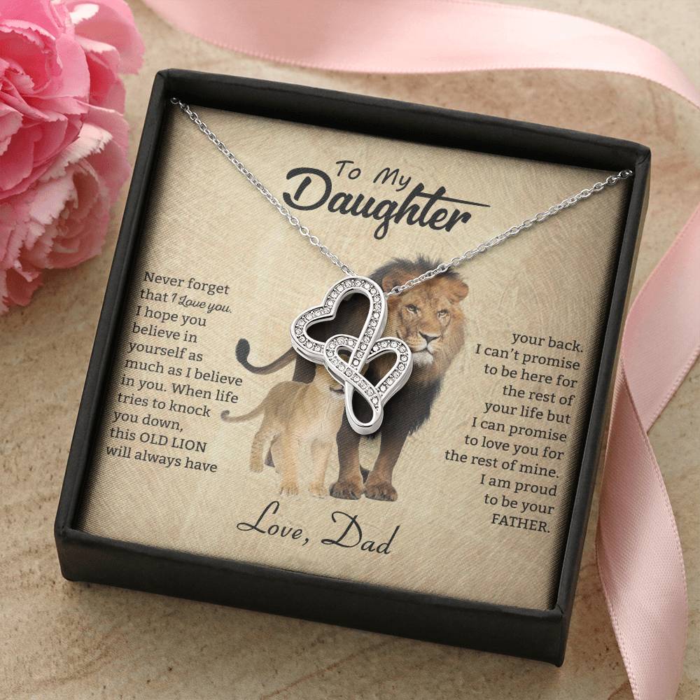 To My Daughter Necklace - Father to Daughter Gift for Graduation, Birthday & Big Life Moments - Heart-to-heart Pendant Necklace