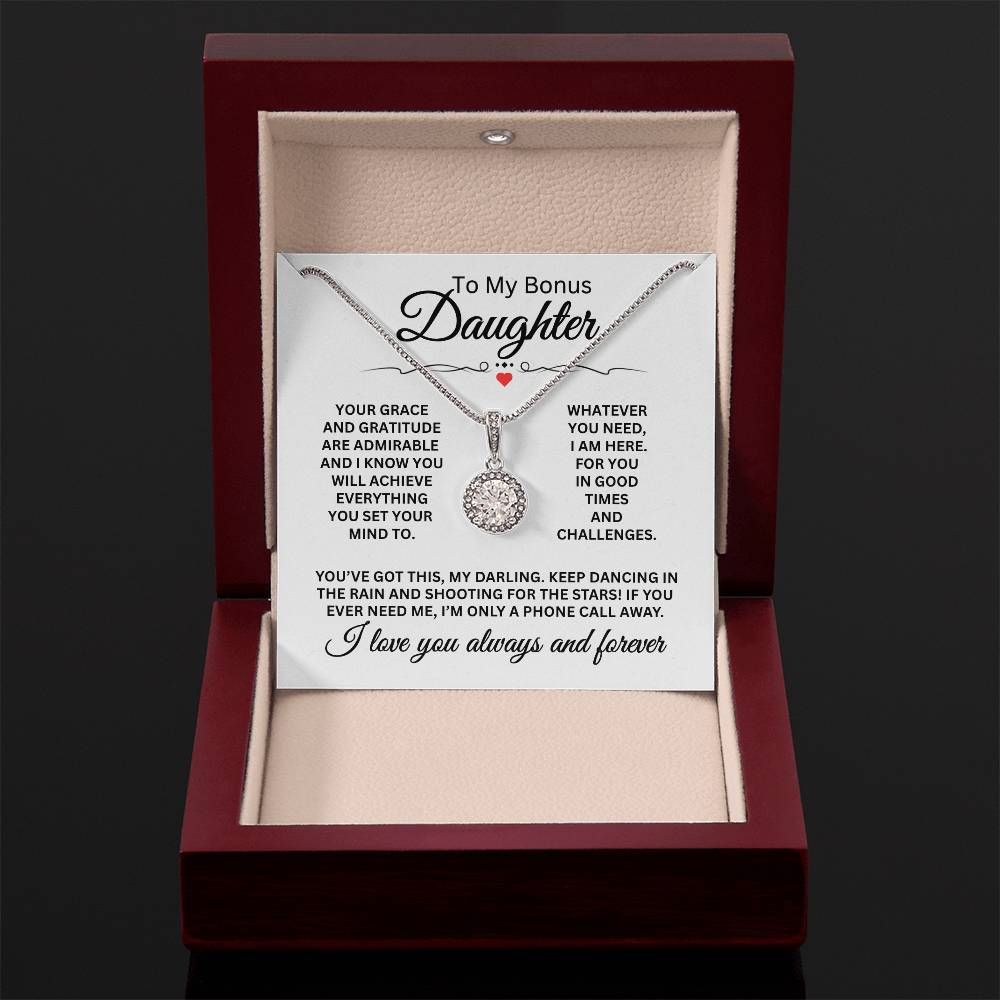 To My Bonus Daughter - Eternal Hope Necklace for Birthday, Graduation and Christmas