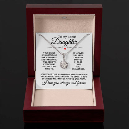 To My Bonus Daughter - Eternal Hope Necklace for Birthday, Graduation and Christmas
