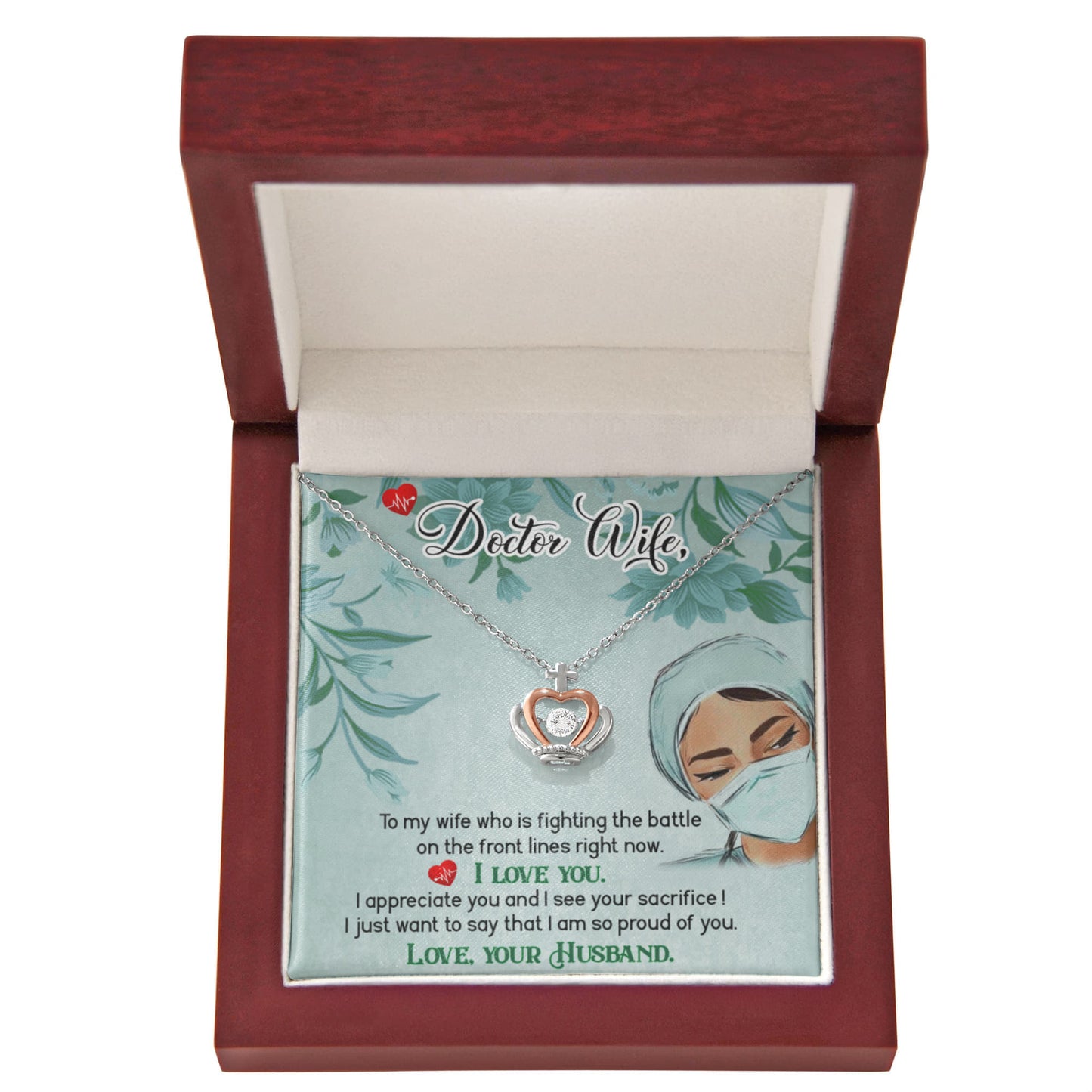 Sentimental Gift for Doctor Wife - Emotional Husband-to-Wife Jewelry for Birthday, Christmas & Valentine’s Day - Crown Pendant Necklace