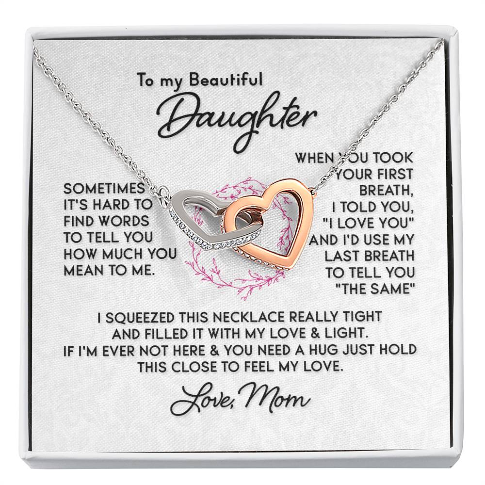 To Our Daughter Necklace – Daughter Graduation & Birthday Present from Mom and Dad – Interlocking Hearts Necklace