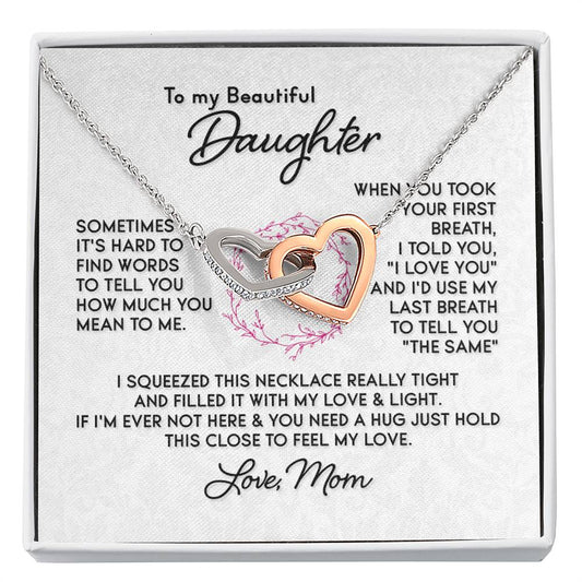 To Our Daughter Necklace – Daughter Graduation & Birthday Present from Mom and Dad – Interlocking Hearts Necklace